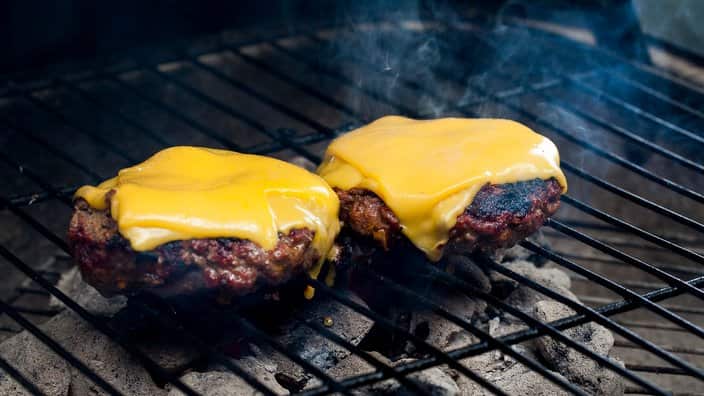 Burgers on Charcoal Grill