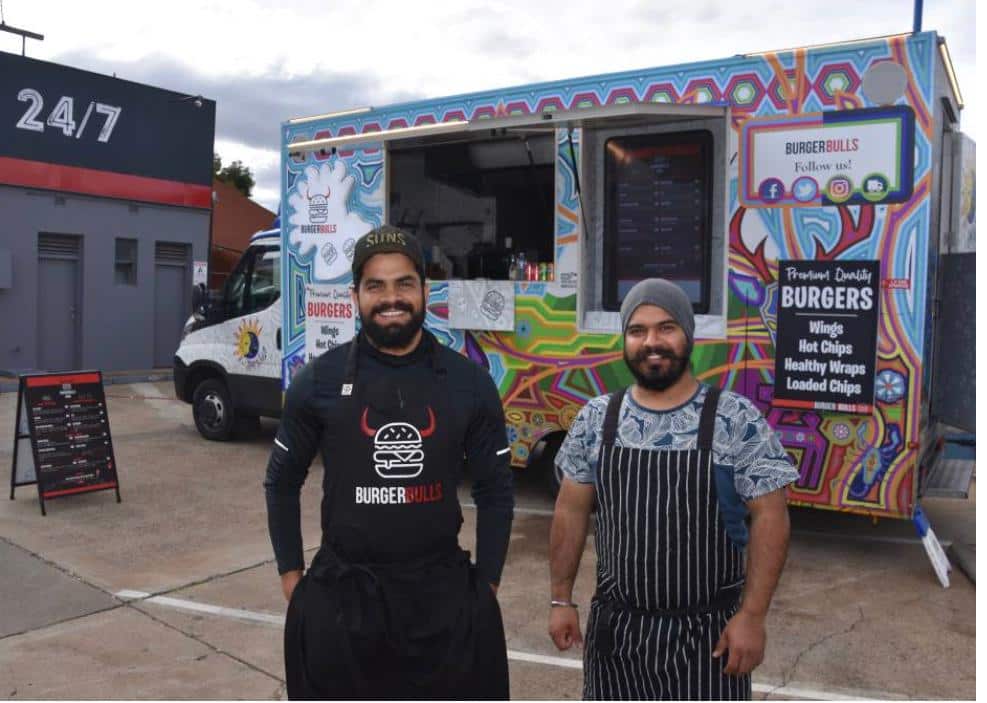 Dilbir Singh Gulshan and Pawan Kumar are the proud founders of Burger Bulls' food truck, Tamworth, Qld. 