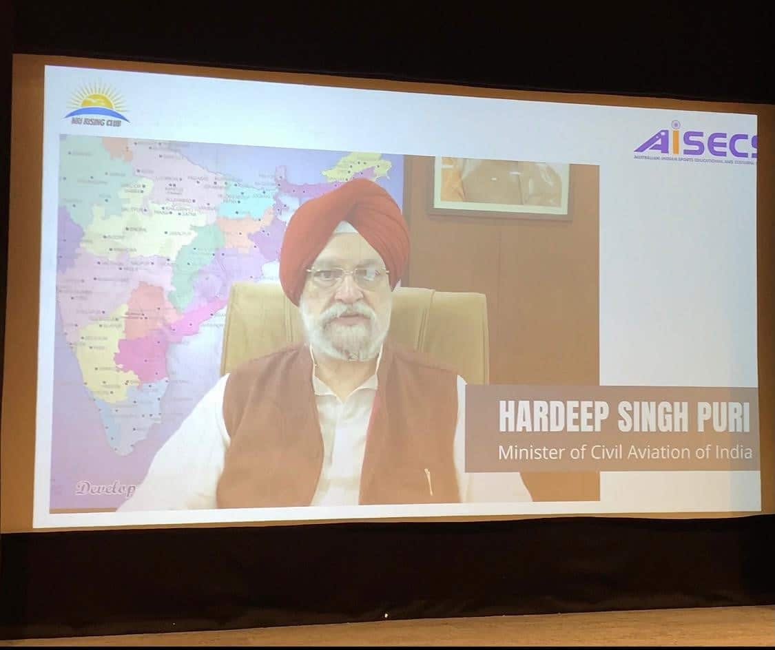Hardeep Singh Puri, India's Civil Aviation Minister, sending a special video message on the occasion