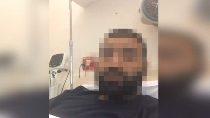 A blurred image of the Iraqi inmate at the Melbourne centre. 