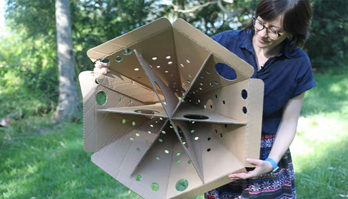 Huge potential: Dr Alexendra Carthey demonstrates the interior design ... the pods are designed to biodegrade in situ.