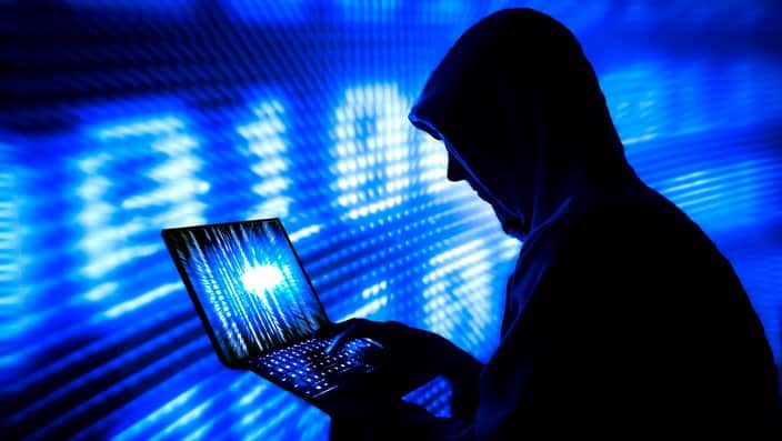 Blue silhouette hacker