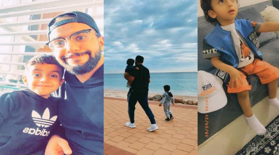 Noah Al-Harbi with his children that he hasn't seen for the past 18 months.