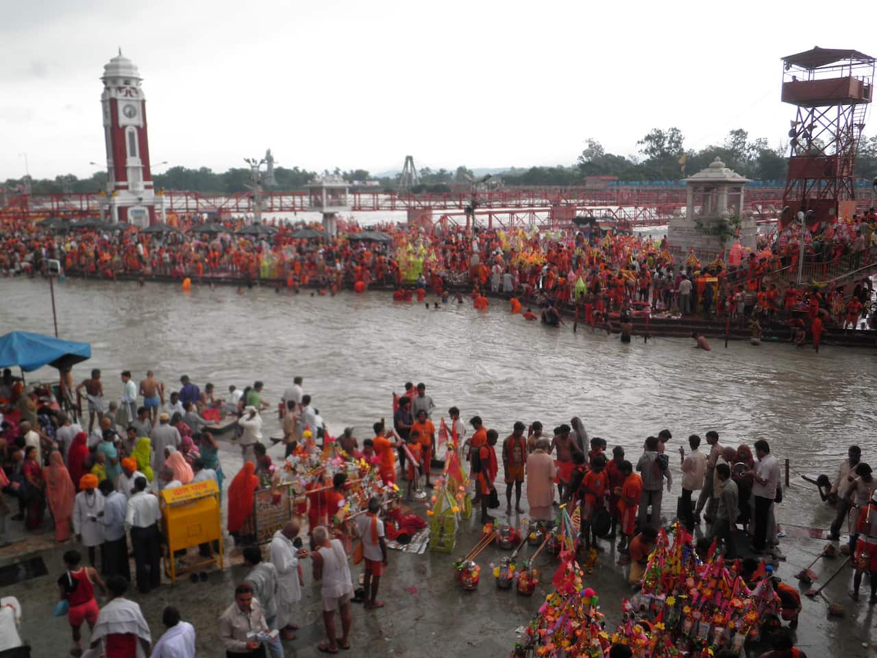 The colourful Haridwar, on the banks of the holy river Ganga, where last rites are usually performed