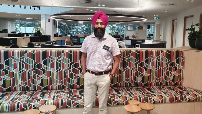 Harkanwalpreet Singh at SBS Studios, Melbourne. 