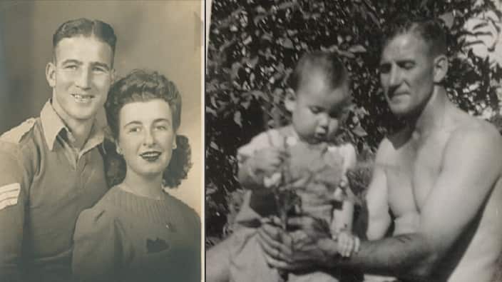 ANZAC veteran Harry Waugh, with his wife Dulcie and his daughter, Reylee