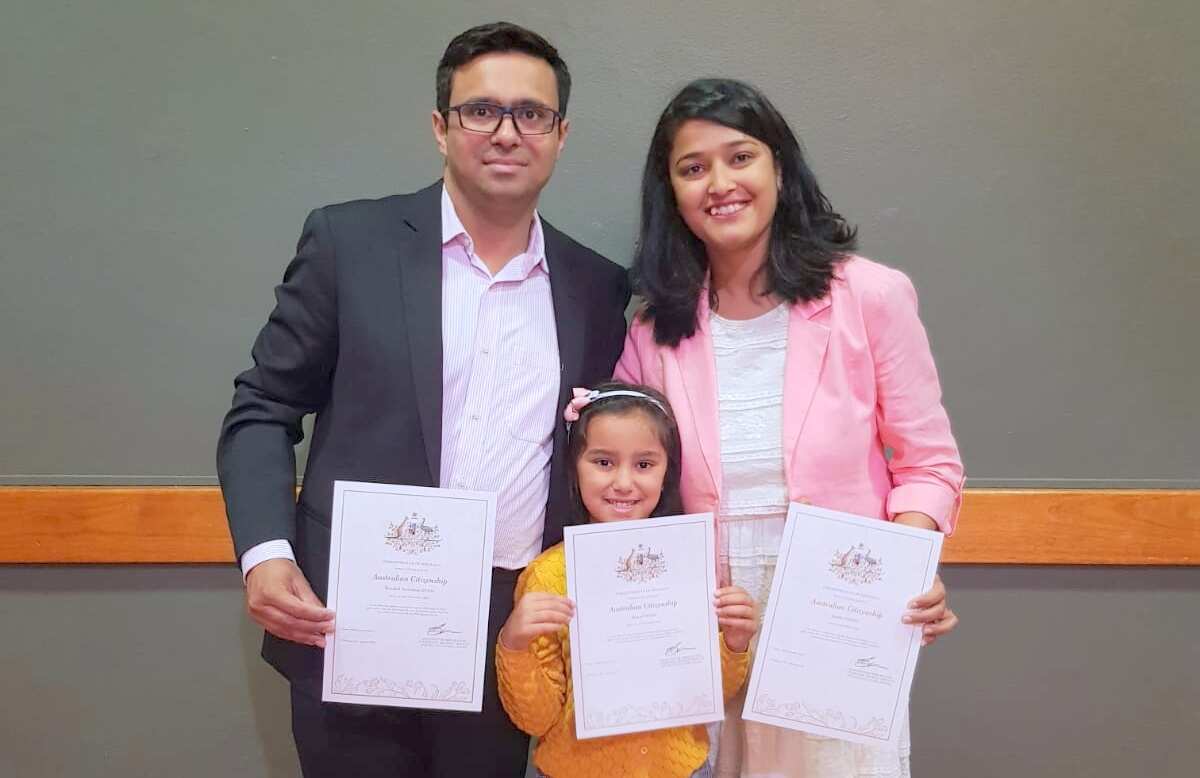 Harshal Desai, Siddhi Desai with their daughter Kayra