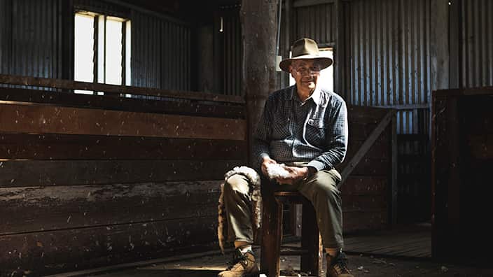 Harvey Young at the Ben Venue Sheering Shed