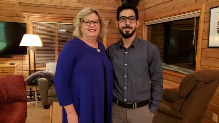 Hassan Al Kontar in his room in Canada