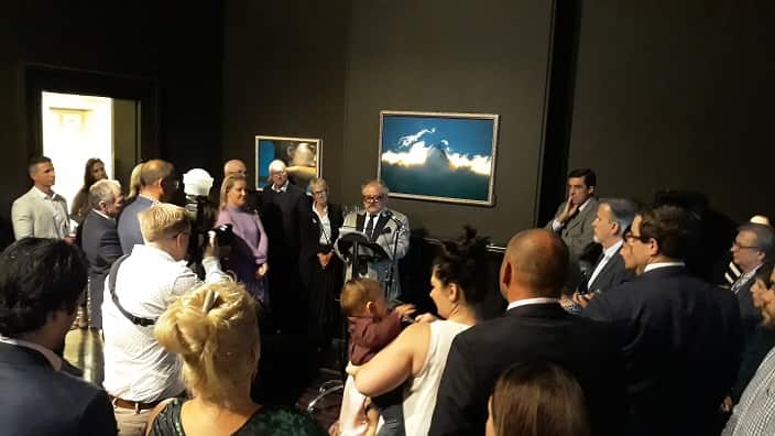 At the launch of the Hellenic Museum's exhibition, "Beyond Attica: Art of Magna Graecia." 