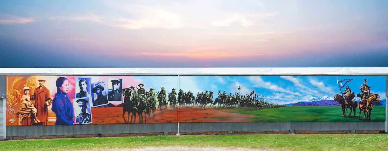 Mongolian Light Horsemen mural in Yarram - Silver award