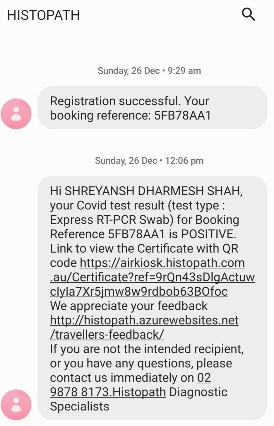 Shreyansh Dharmesh Shah was first tested positive at Melbourne airport on 26 December.
