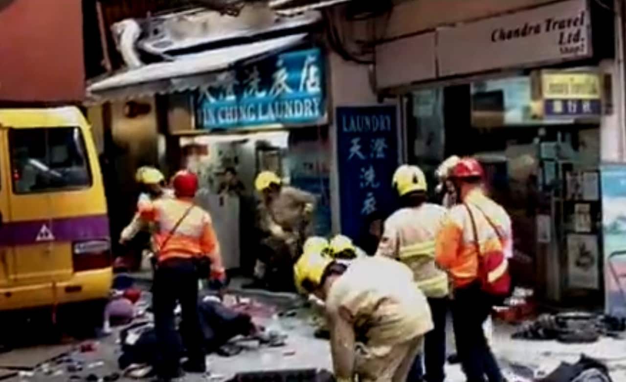 Hong Kong school bus crashed into pedestrian path