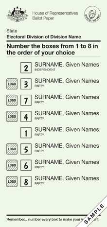 ตัวอย่างการลงคะแนนเลือกตั้ง สส. (AEC)