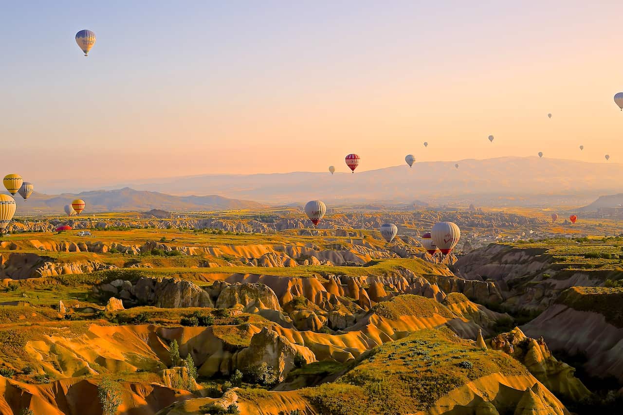 Hot air balloons in Cappadocia.