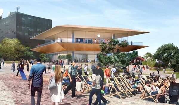 A mock-up concept image of the Apple store.