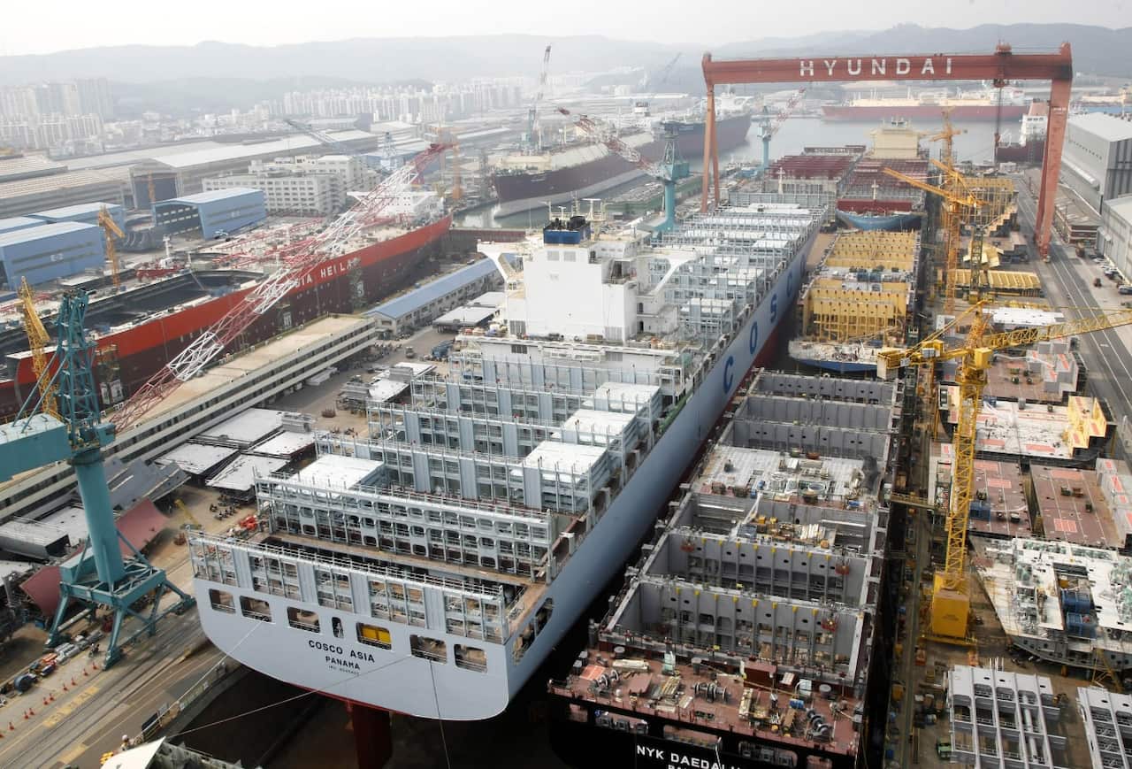 Hyundai Heavy Industries shipbuilding plant in Ulsan