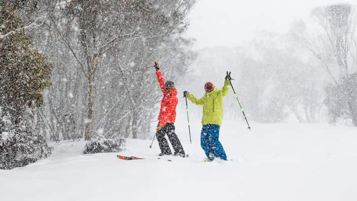 A supplied image obtained Saturday, August 18, 2018 of skiers at Hotham Alpine Resort in northeastern Victoria