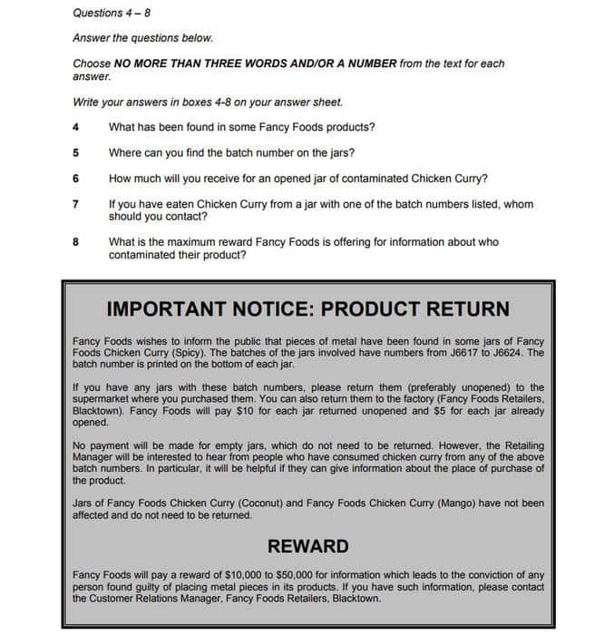 IELTS sample question