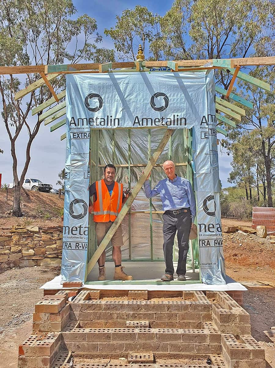 Ian Green OAM of Great Stupa of Universal Compassion with Umeshlal Shrestha