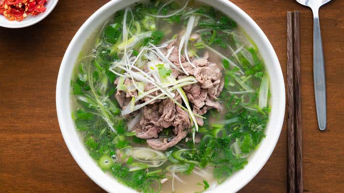So you think you know pho? Pho Thin controversially stir-fries its beef in garlic before adding it to the broth.