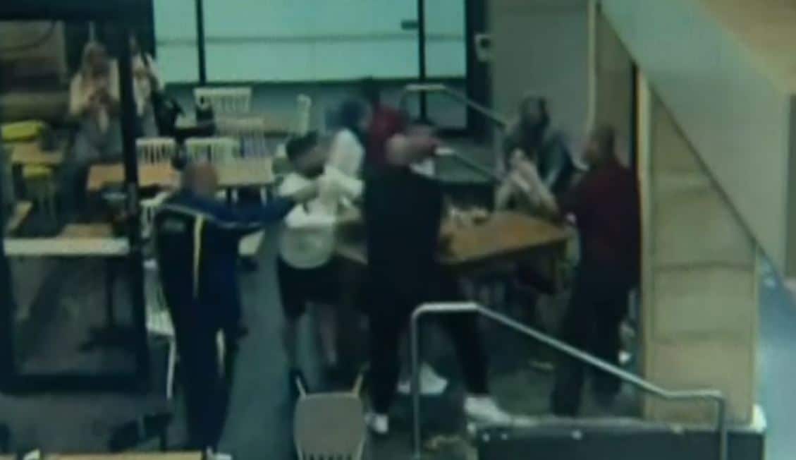 Screenshot from CCTV footage shows the attack on a heavily pregnant woman in western Sydney