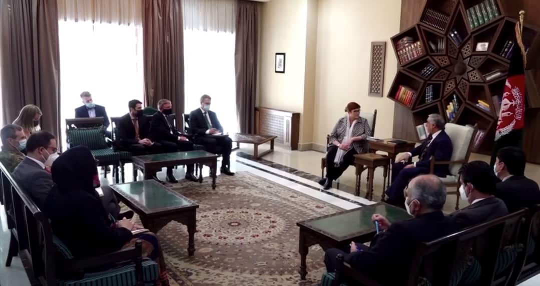 Chair of the High Council for National Reconciliation, Abdullah Abdullah meeting Australian foreign minister Marise Payne