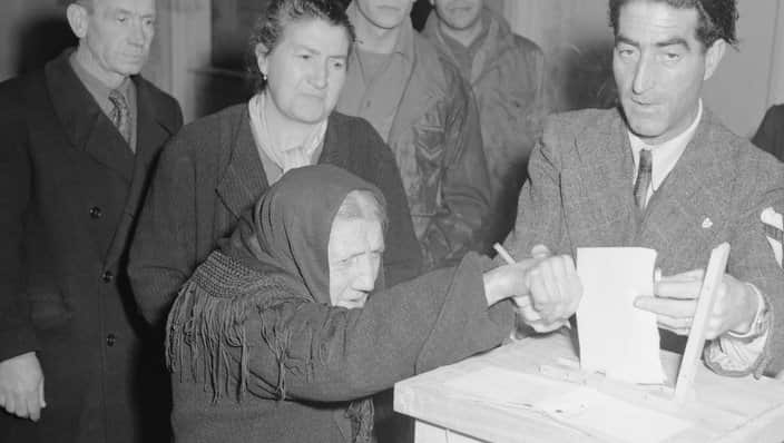 Elderly Woman at Voting Box