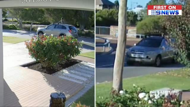 A Perth child has been seen, wearing just a nappy, sitting upright on the roof racks of a moving car.
