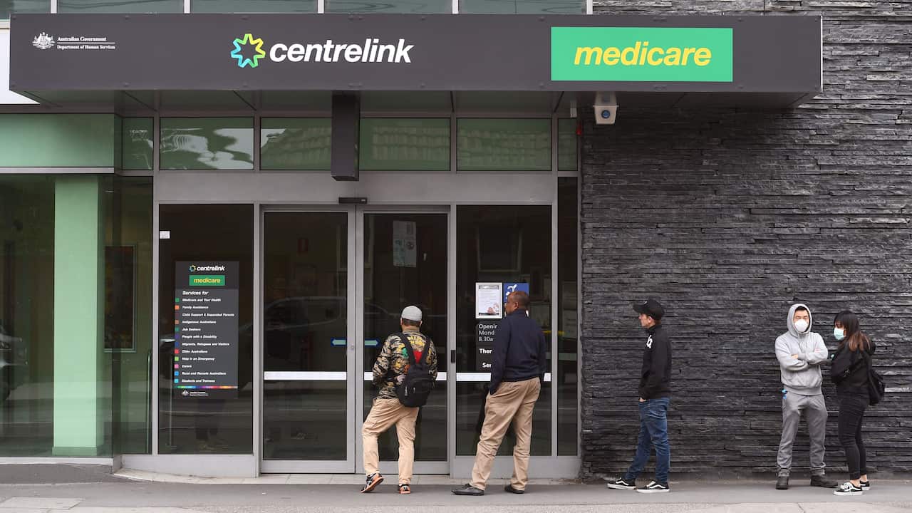 People queuing up outside Centrelink