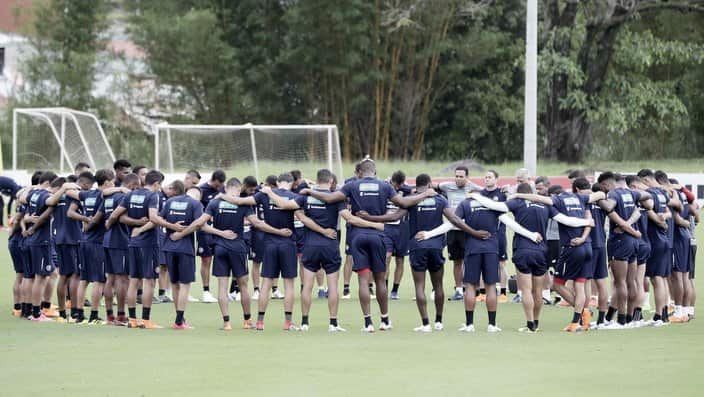 Costa Rica's players attend a training session in San Jose, Costa Rica.