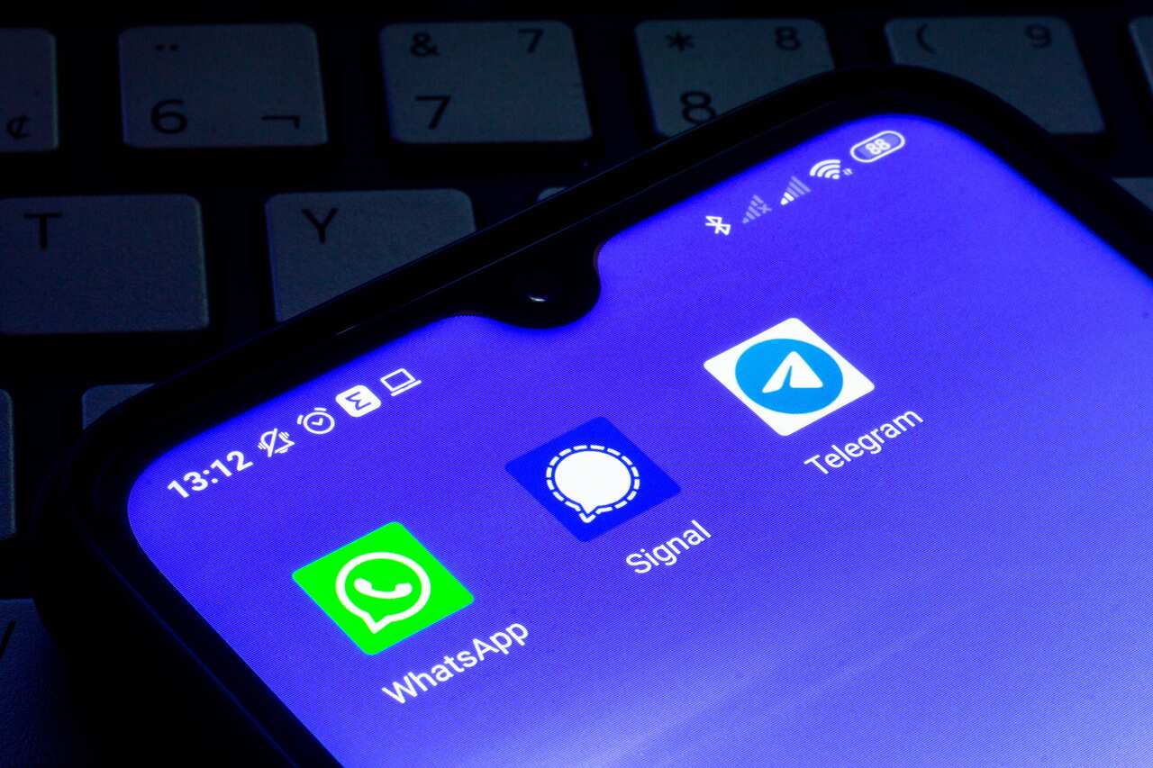 In this photo illustration the Whatsapp, Signal and Telegram app icons seen displayed on a smartphone screenone (Photo by Rafael Henrique / SOPA Images/Sipa USA)