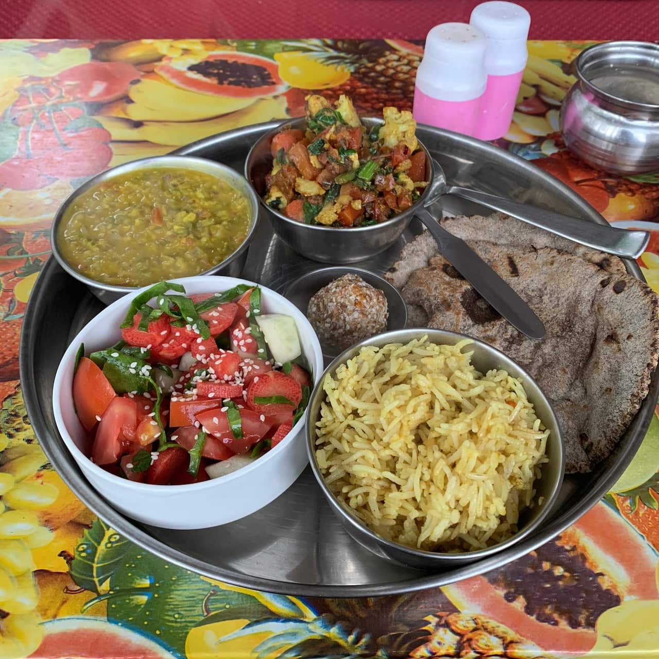 This is what a typical delicious ‘Thali’ offers in Rishikesh.