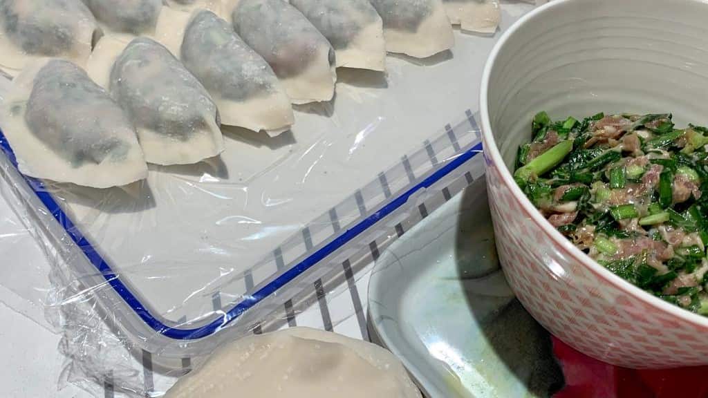 Shanghai Style pork dumplings with Chinese chives