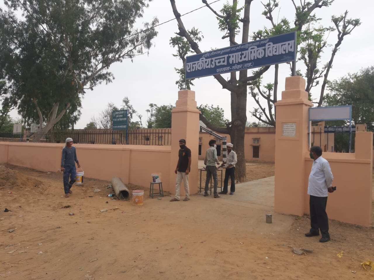 Government Highter Secondary School Pansana, Sikar Rajasthan, freshly painted by migrant workers.