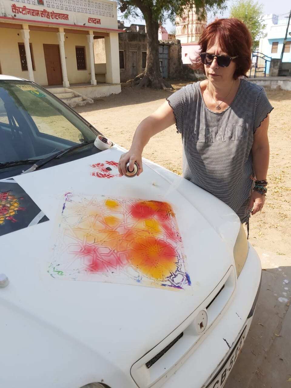 Amita De Alesandro at work in a village of Rajasthan