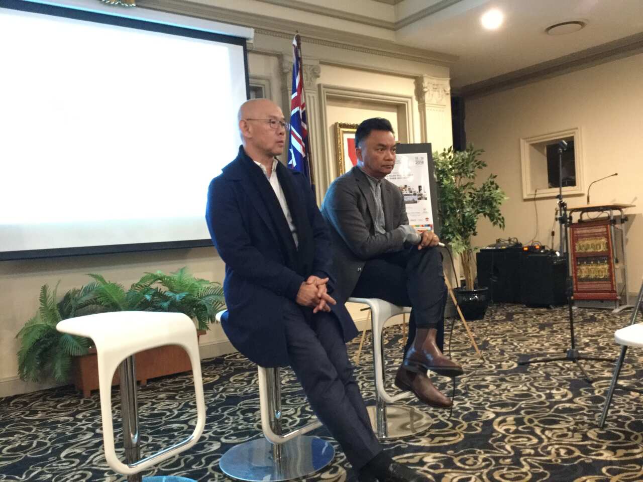 CEO of Crown Group Iwan Sunito (L) and Dr Dino Patti Djalal (R)