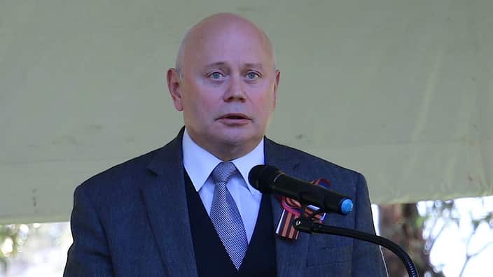 Ambassador of RF in Australia Grigory Logvinov speaking at at Waverley Park on 9th May 2018