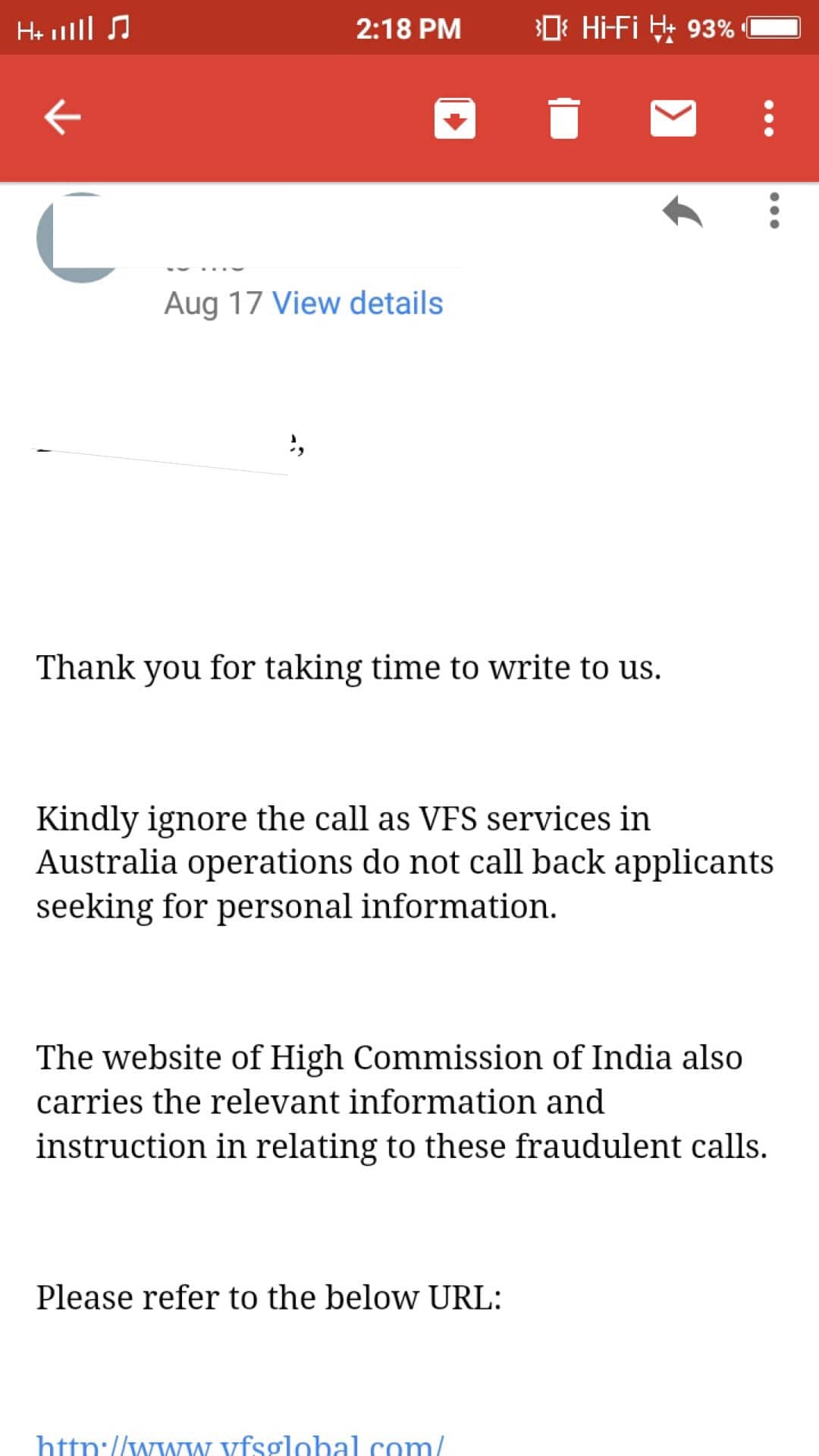 VFS reply
