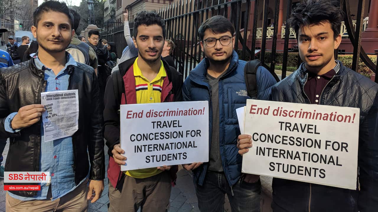 Nepali students at a protest in Sydney