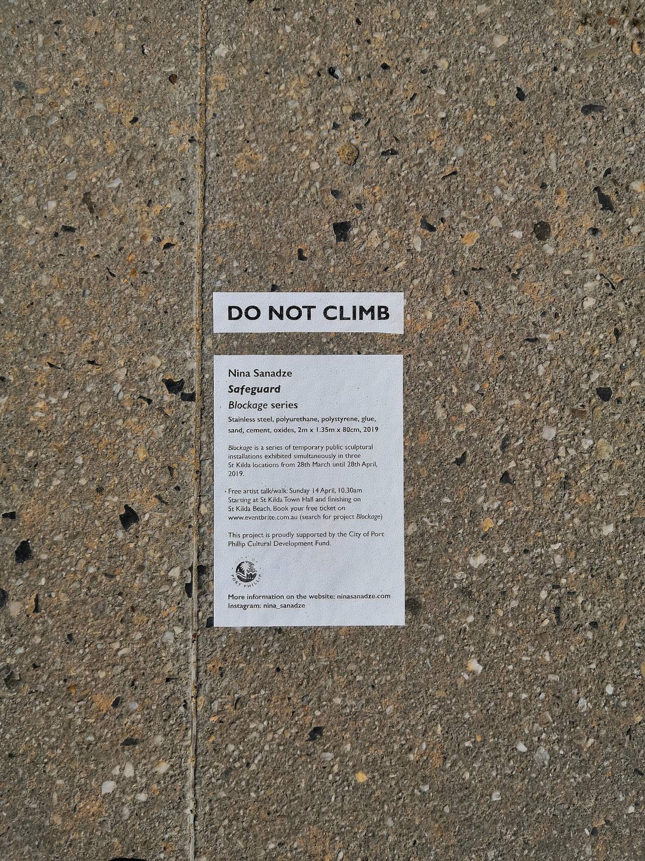Plaque, St Kilda beach