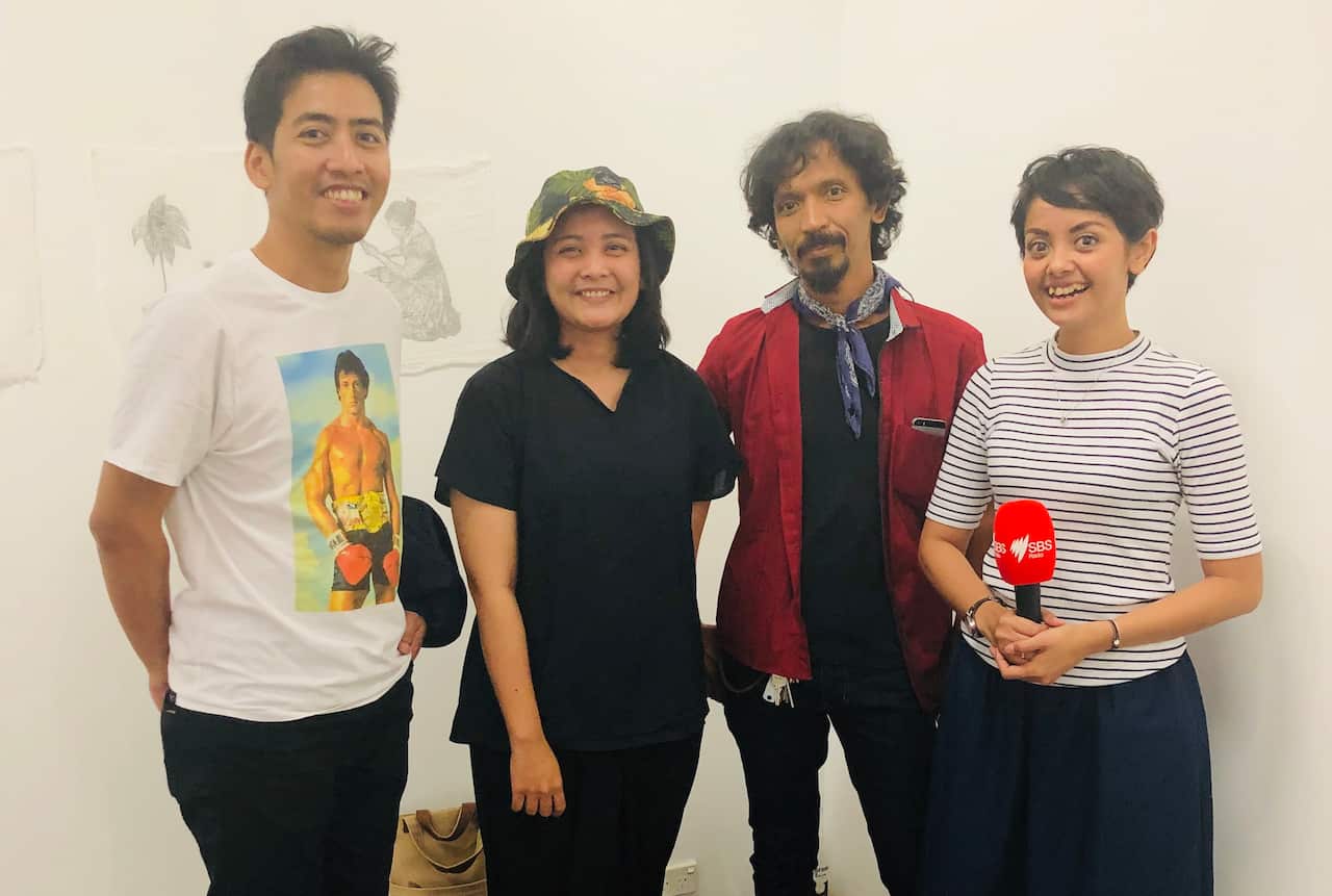 L-R: Mohammad Taufiq (emte), Maharani Mancanagara, Setu Legi (Hestu) with SBS Indonesian