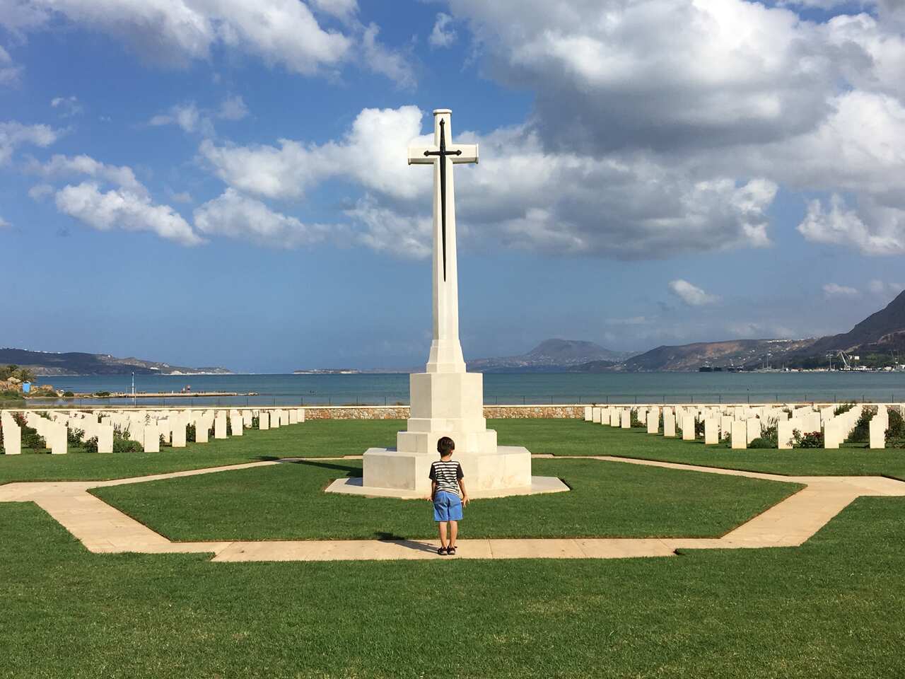 Otto (Othonas), author Stella Tzobanakis' son, at Suda Bay War Cemetery in Crete. 