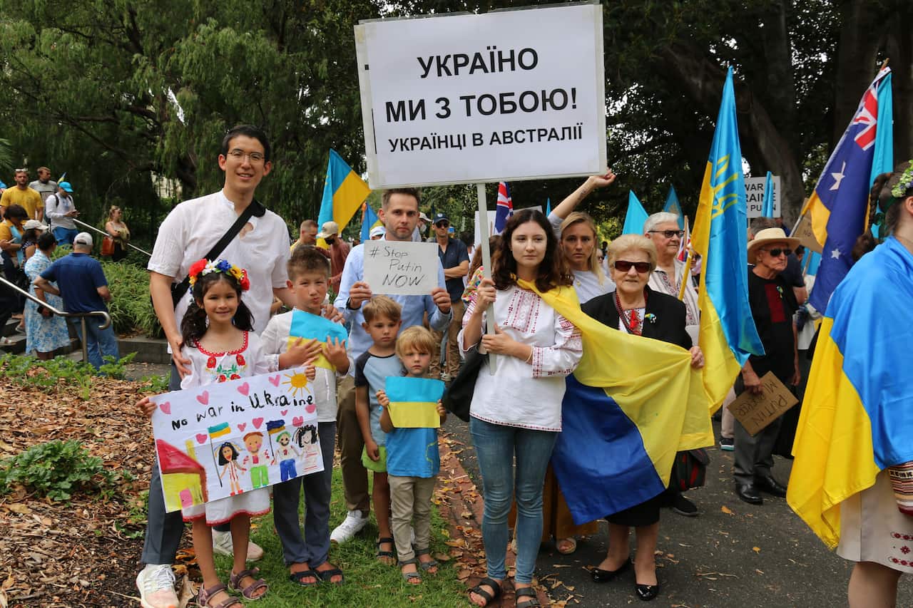 Anti-war protest in Melbourne, 27/02/2022.