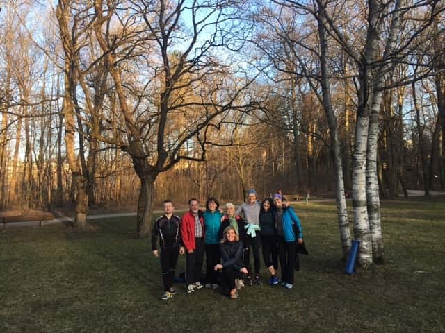 Eine Trainingsgruppe bei "Outdoor against Cancer"