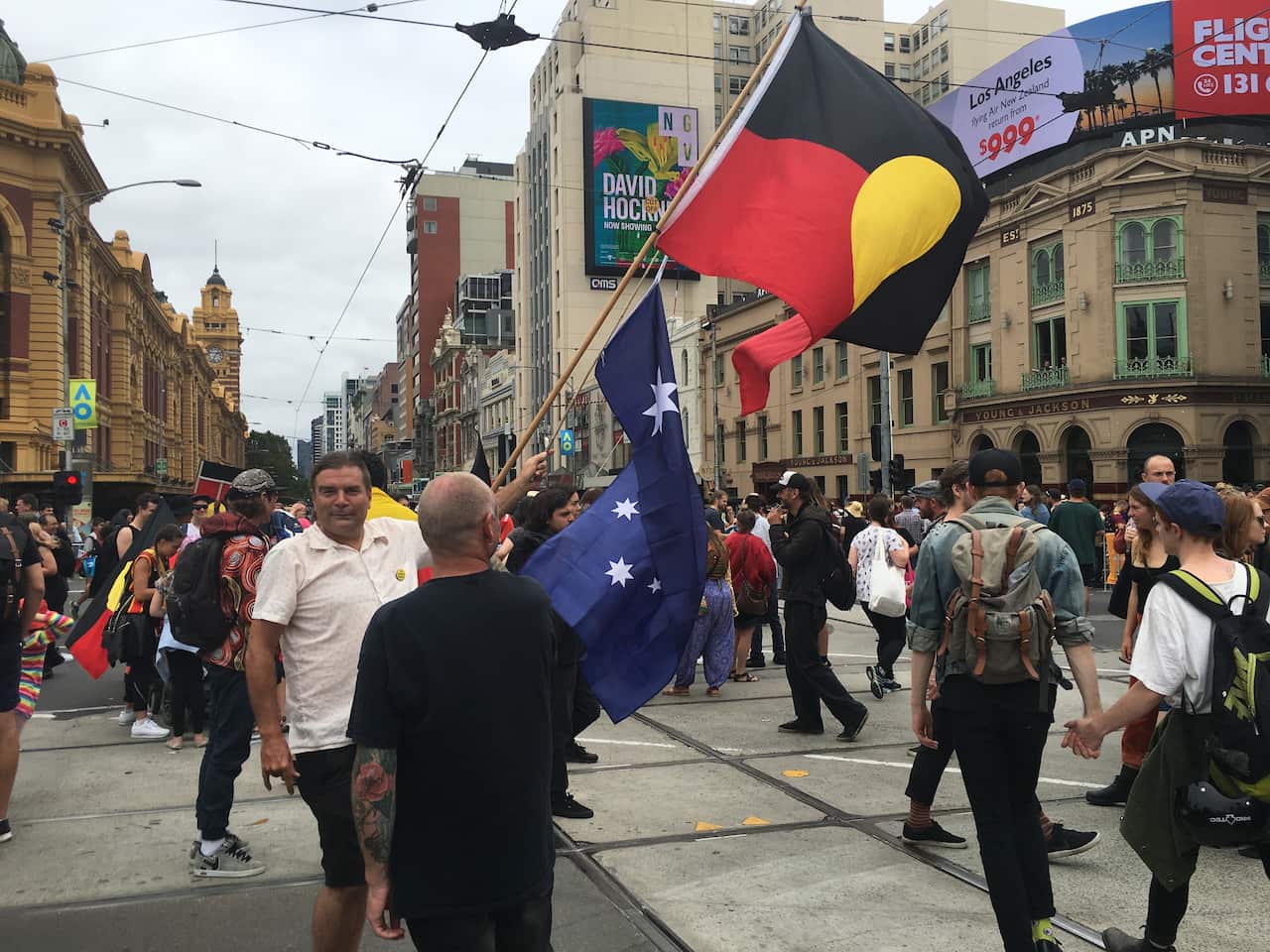 Protesters in Melbourne CBD