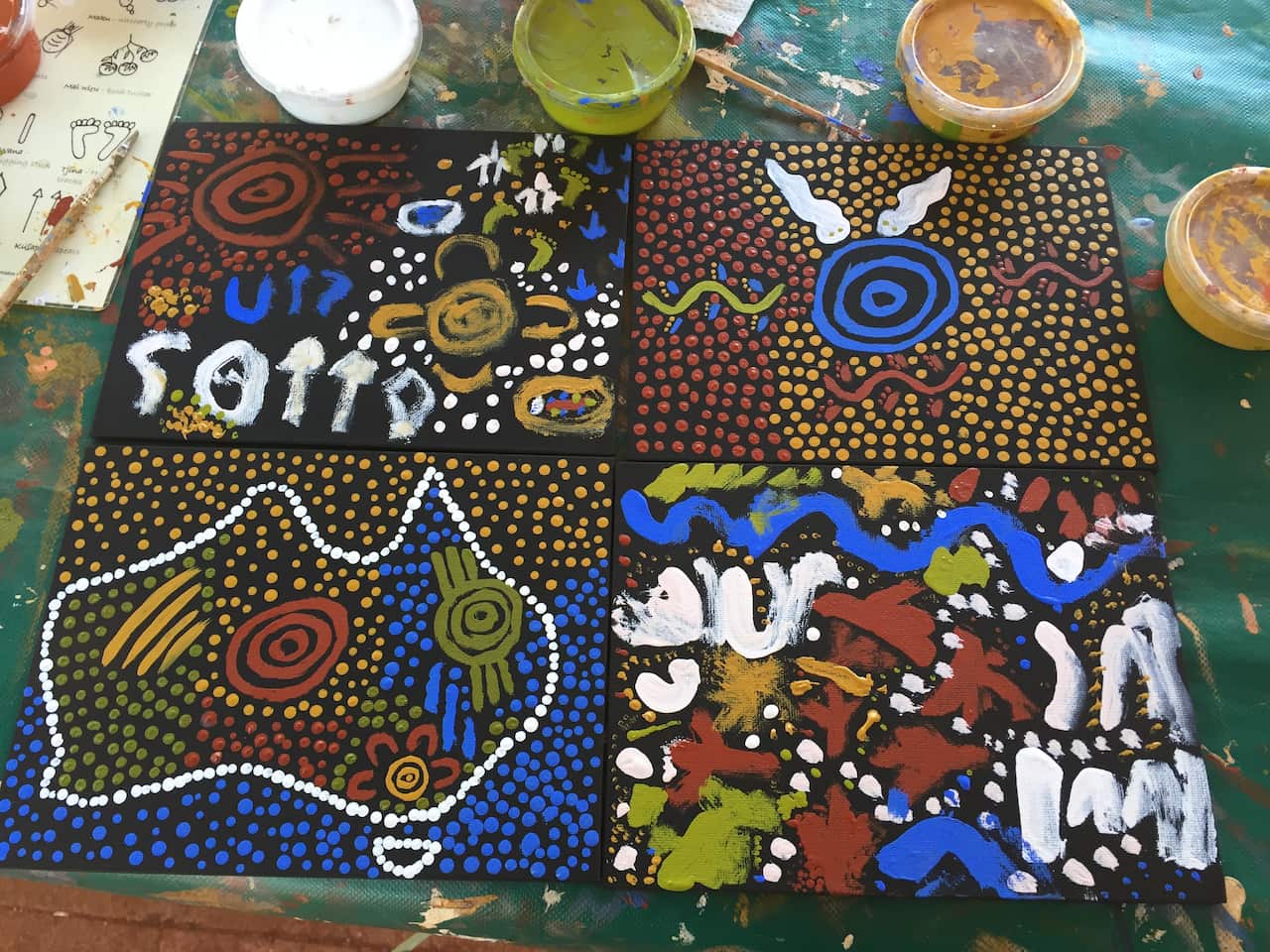 Tác phẩm nghệ thuật theo phong cách thổ dân "dot painting" của gia đình chị Huyền Trịnh