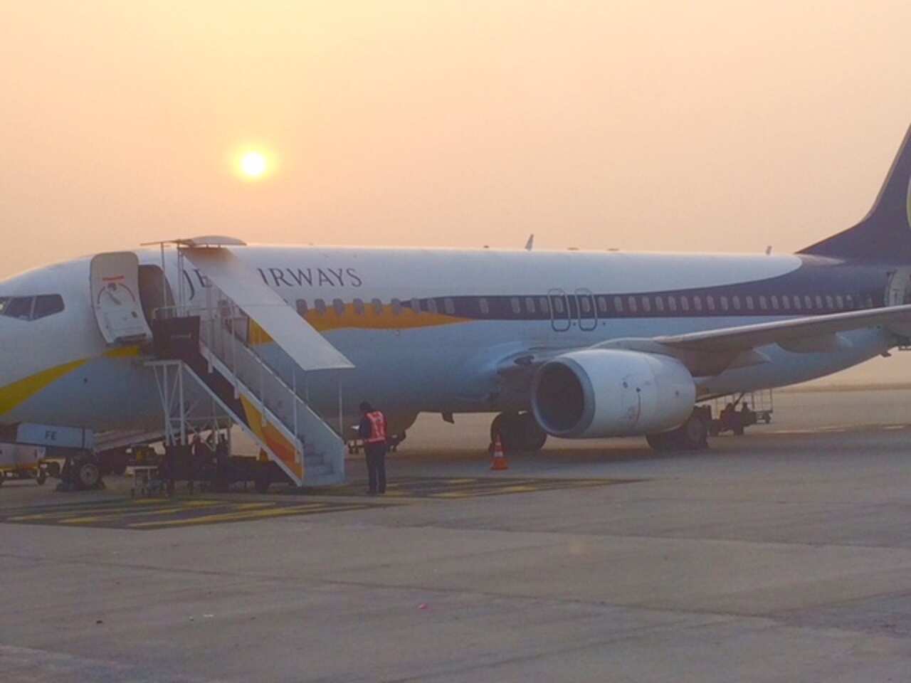 Jet Airways Boeing 737 on tarmac.