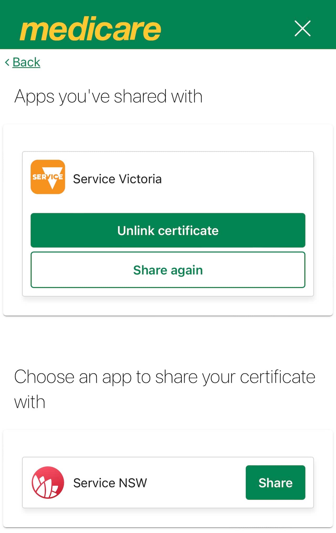 How to choose what app you would like to share your COVID Vaccination digital certificate with