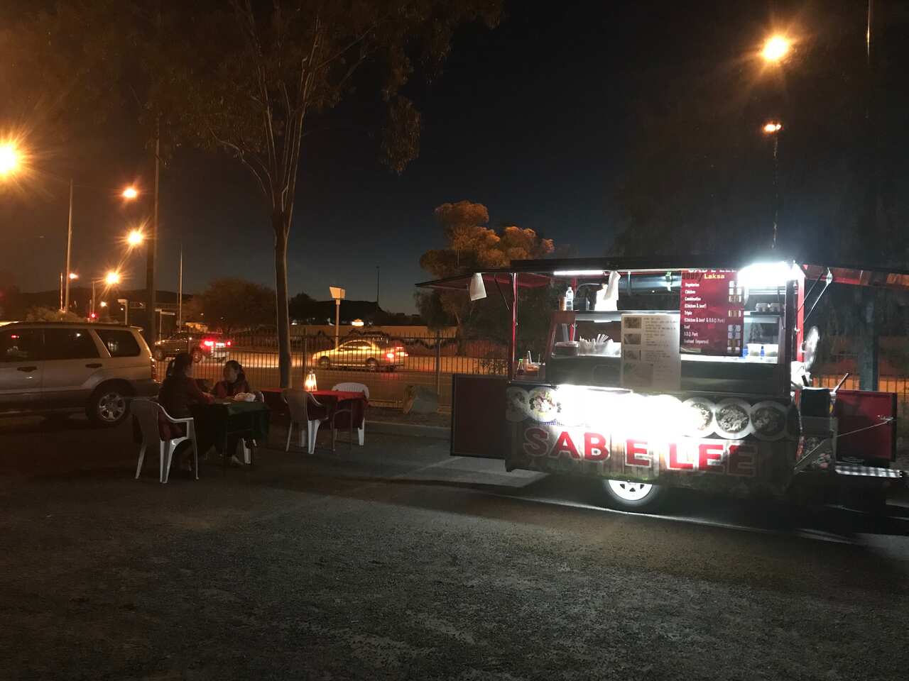 Image of Sab E Lee food van at night